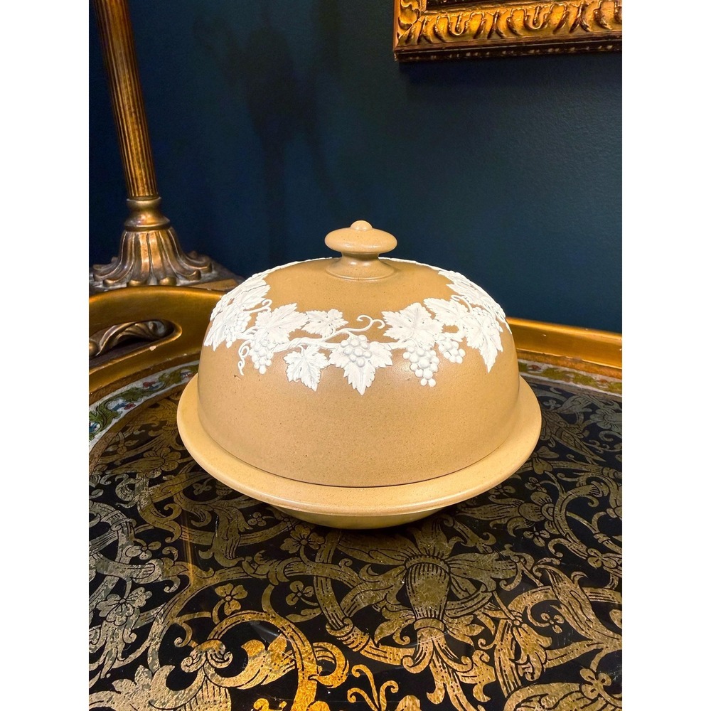 Antique Ridgway Dublin 1442‎ Cheese / Butter Dome – Brown Jasperware
